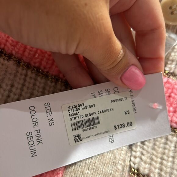 NWT Design History Striped Sequin Cardigan, Size XS - Picture 8 of 11